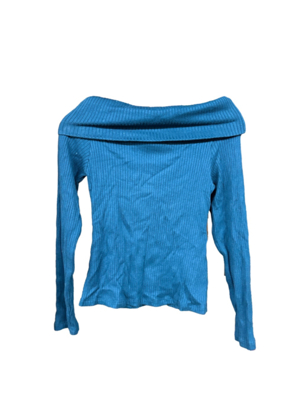 Women's Madewell Off-the-Shoulder Ribbed Sweater Blue Size M